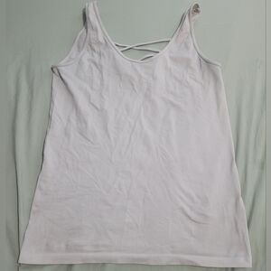 White Nylon Cami with Cross Strap Detail - Size L